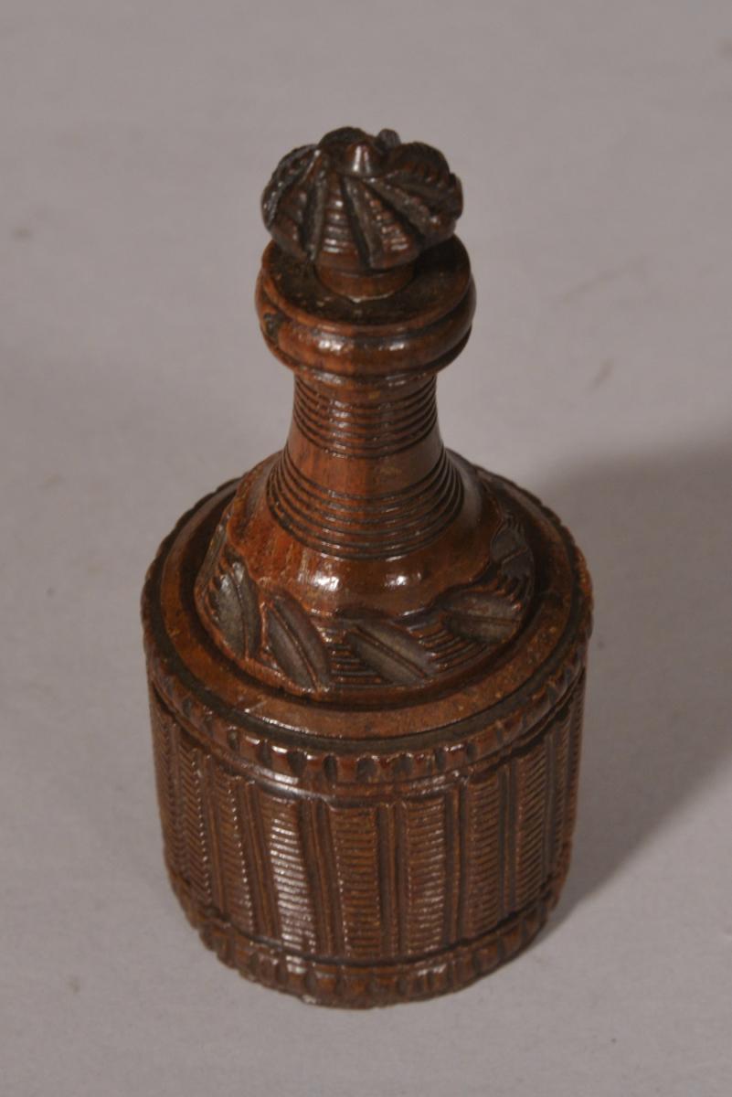 S/4902 Antique Treen Early 19th Century Coquilla Nut Nutmeg or Spice Grater
