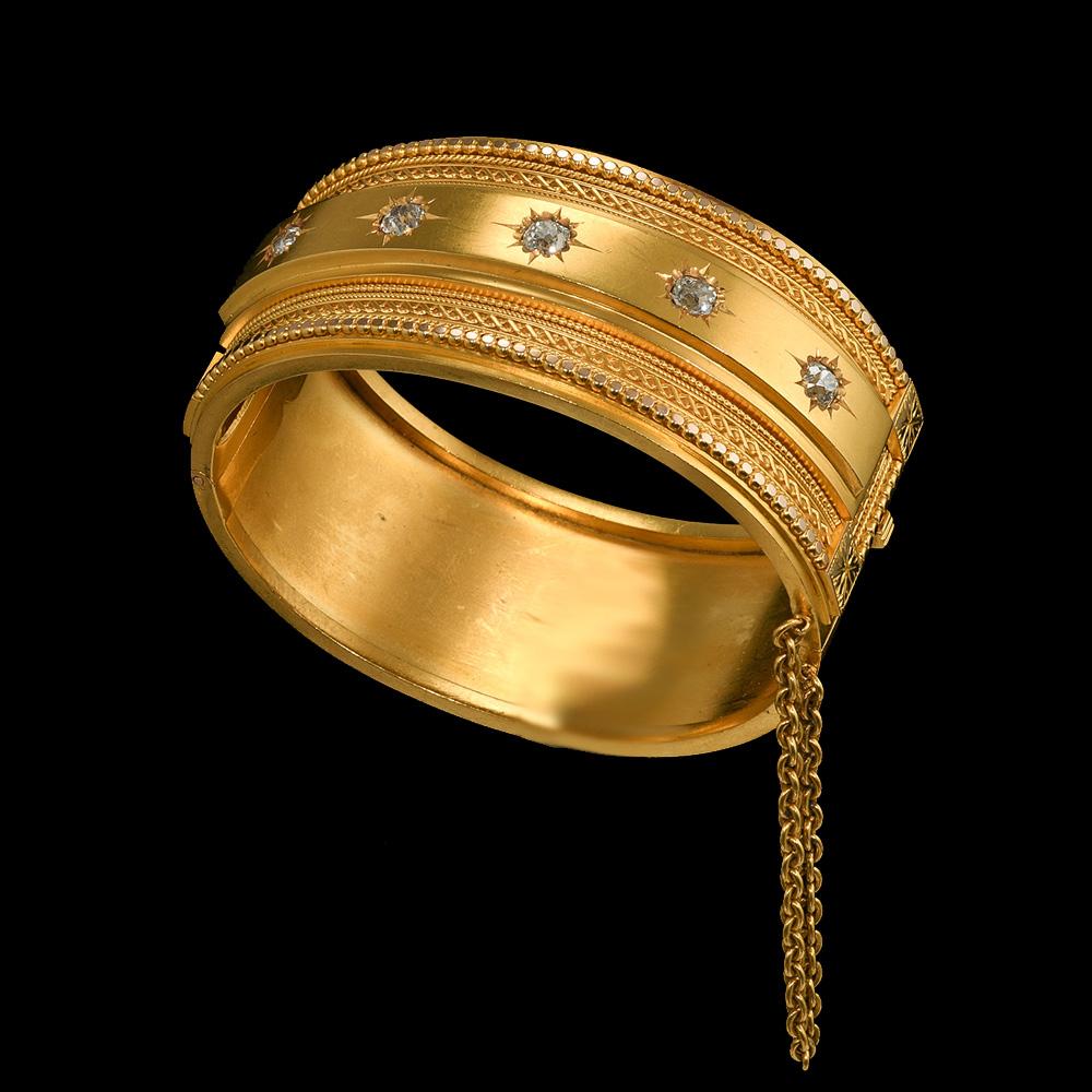 Victorian gold cuff diamond Bangle