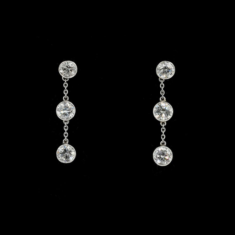 Platinum everyday wearable drop earrings circa 1970