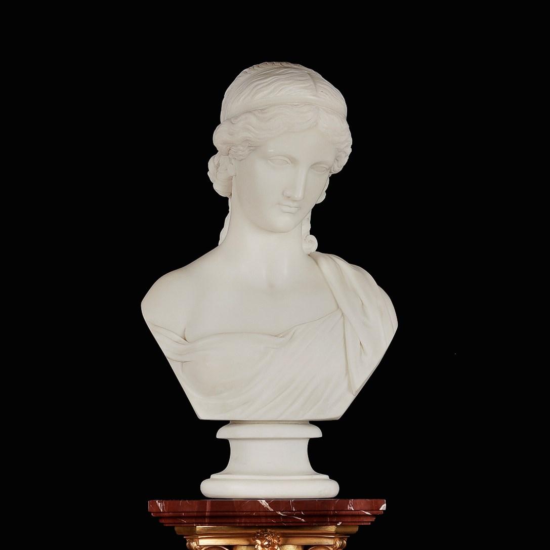 A Carved Marble Bust of a Nymph By Robert Physick