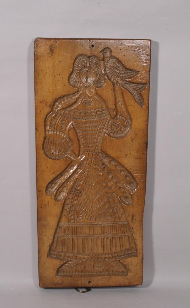 S/4941 Antique Treen 18th Century Dutch Fruitwood Gingerbread Mould
