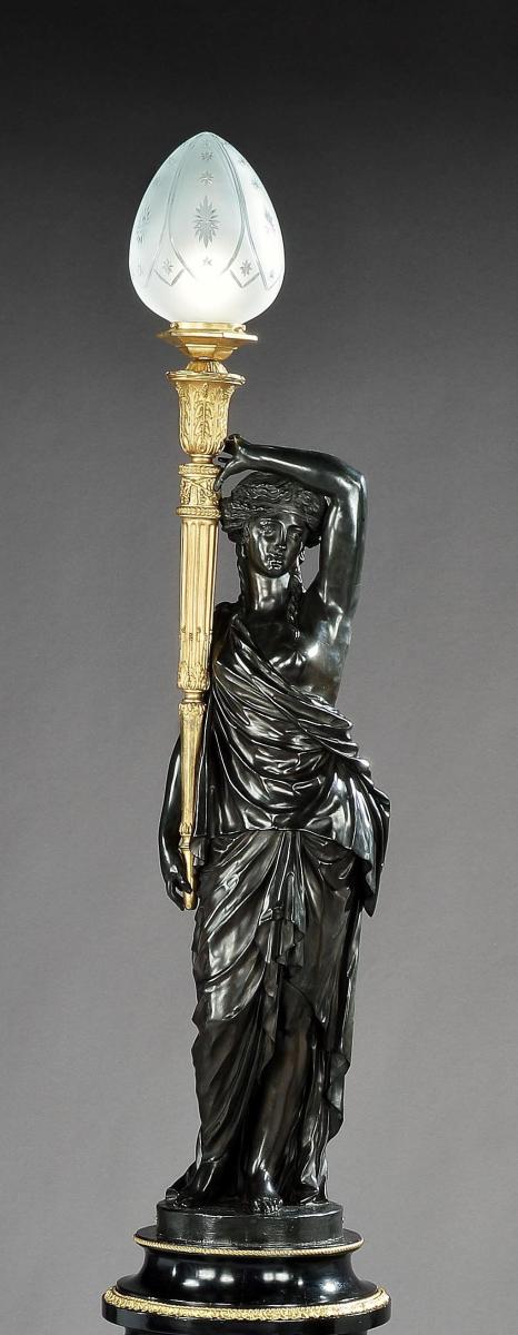 A Magnificent Pair of Figural Torchères by Henry Dasson
