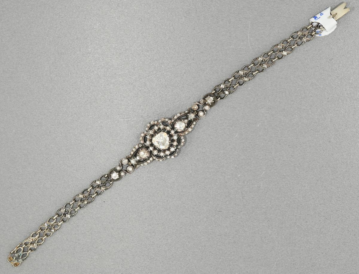 Gold silver rose diamond bracelet, circa 1890