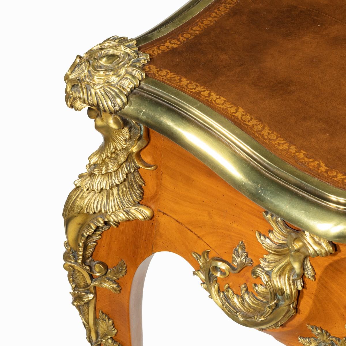 Louis XV-style mahogany bureau plat