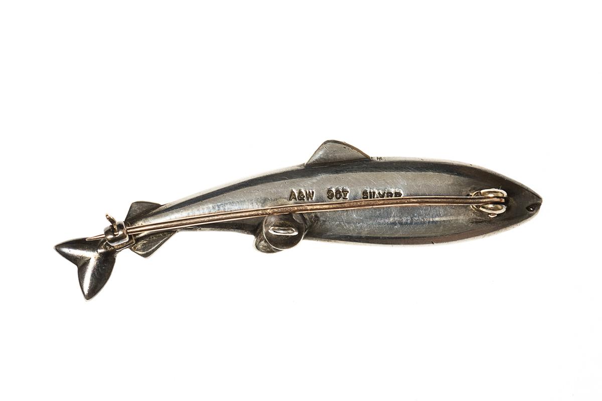 Vintage Enamelled Salmon Brooch by Alabaster & Wilson