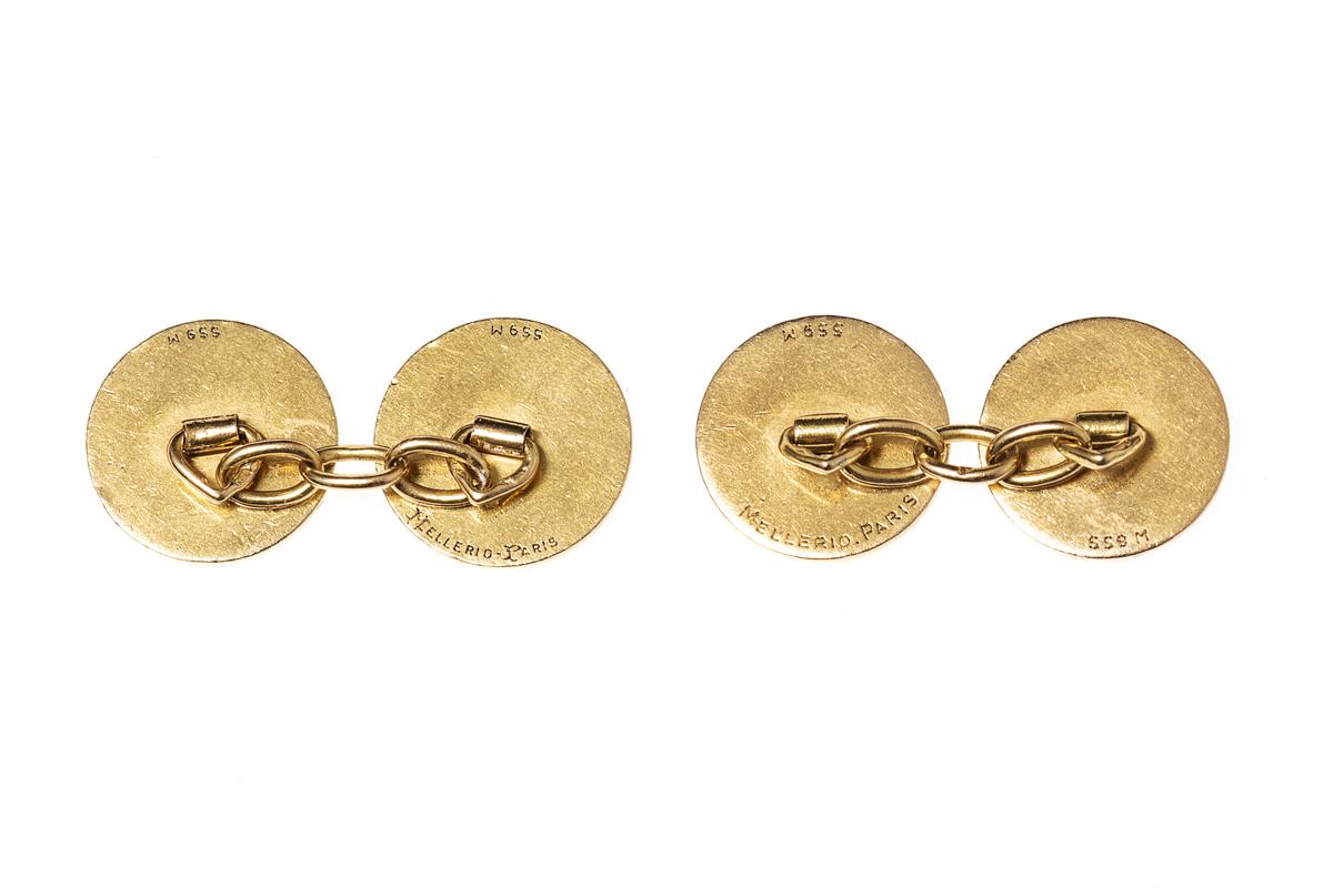 Antique Cufflinks Signed Mellerio Paris in 18 Karat Gold