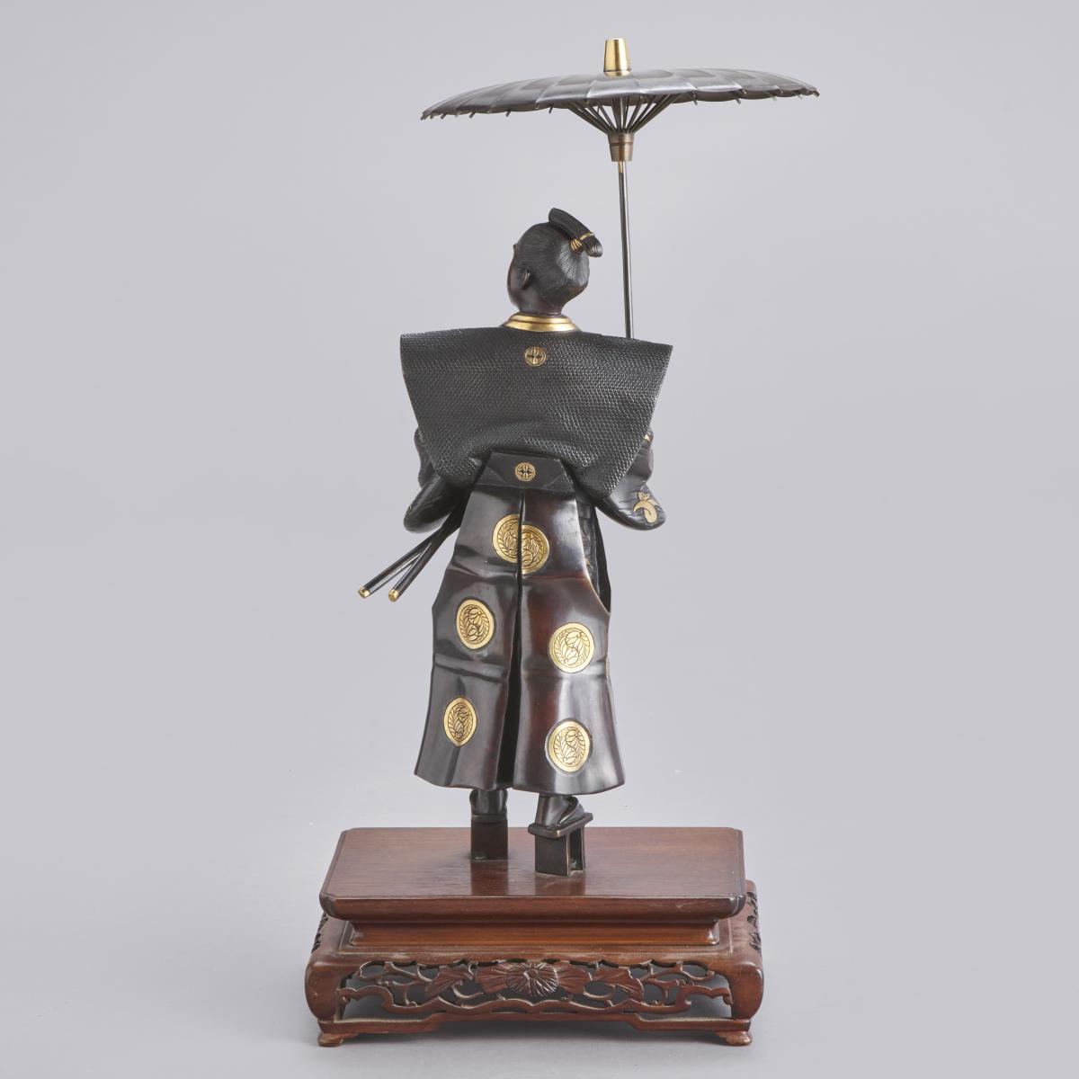 Japanese bronze Samurai wearing formal court robes