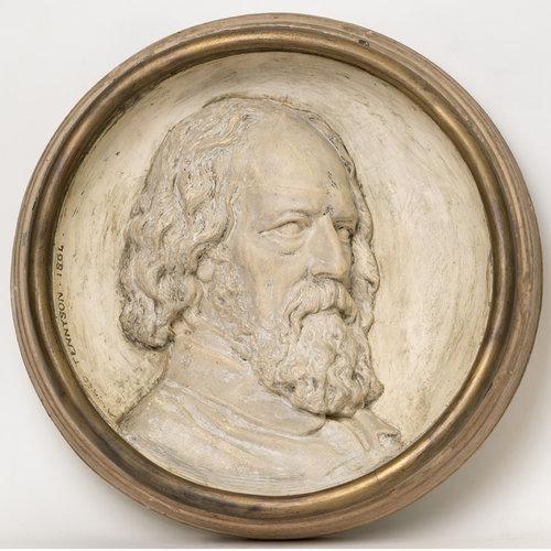 19th century plaster cast roundel depicting the poet Alfred Tennyson