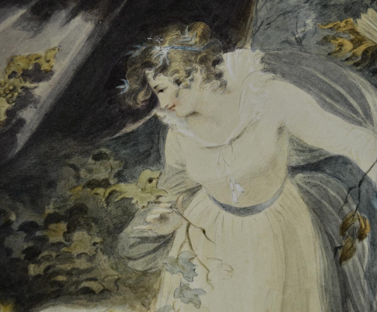 Richard Westall, RA - Cupid Sleeping - Romantic 18th Century British watercolour