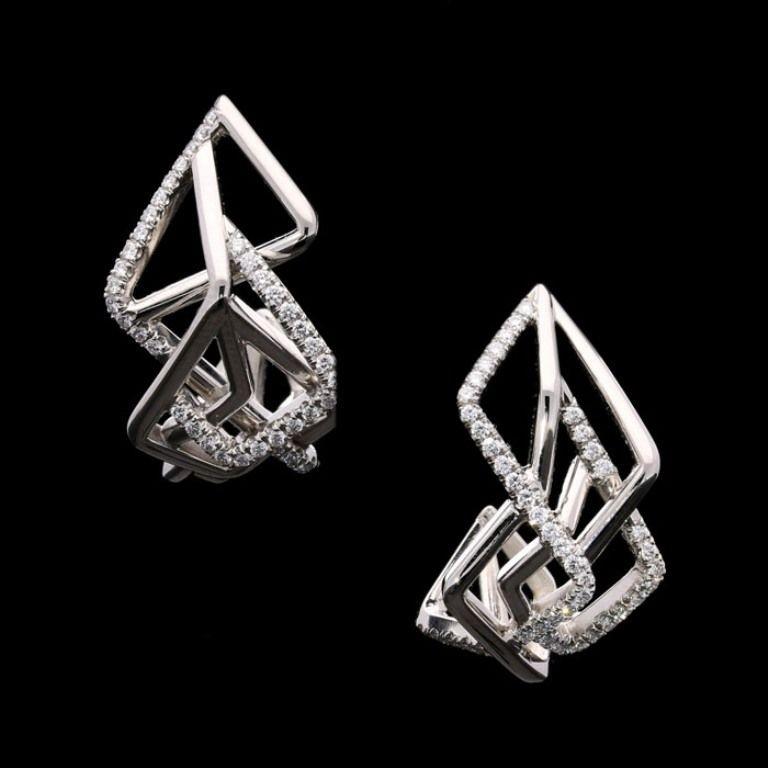 platinum and diamond Disorient hoop earrings