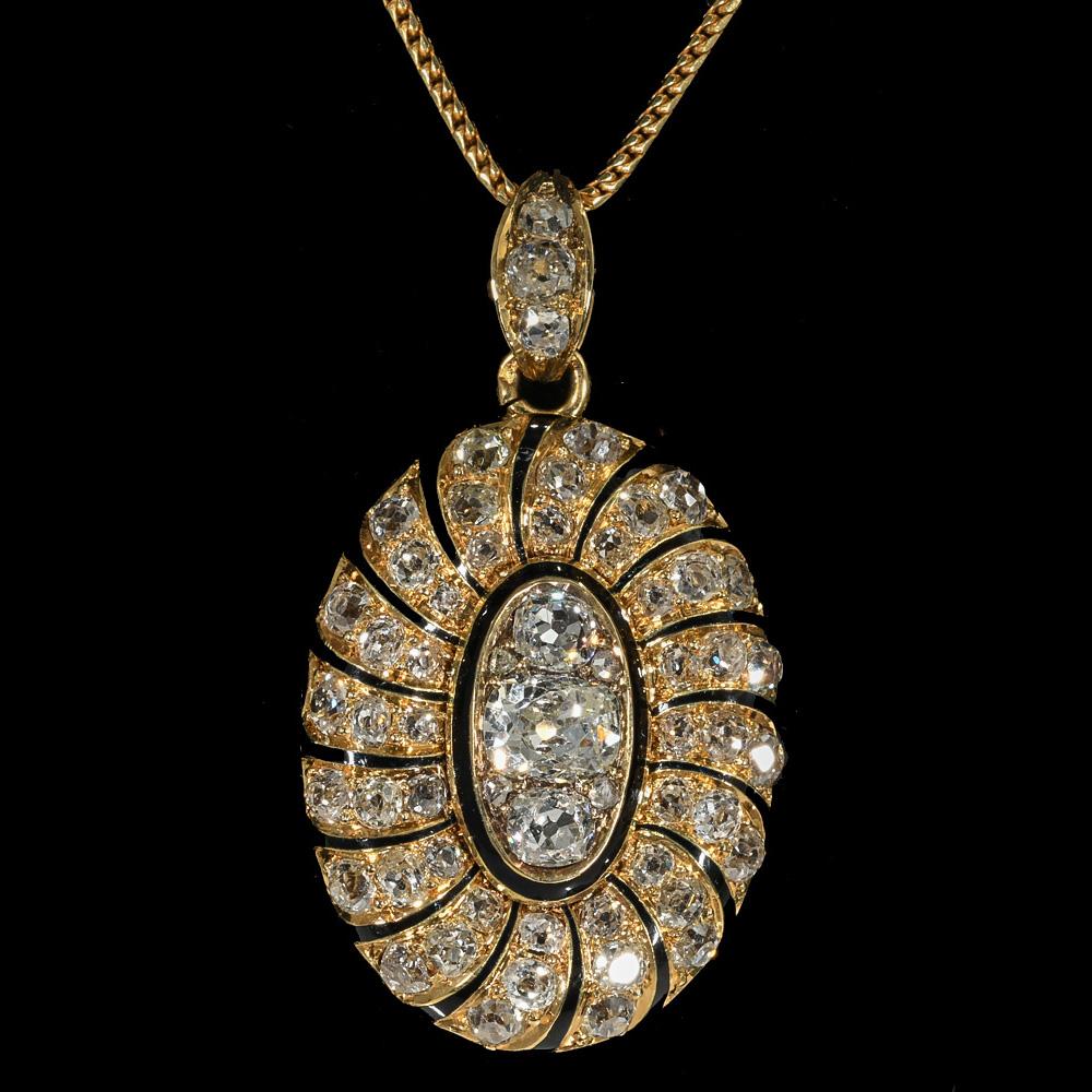 Victorian diamond gold pendant locket
