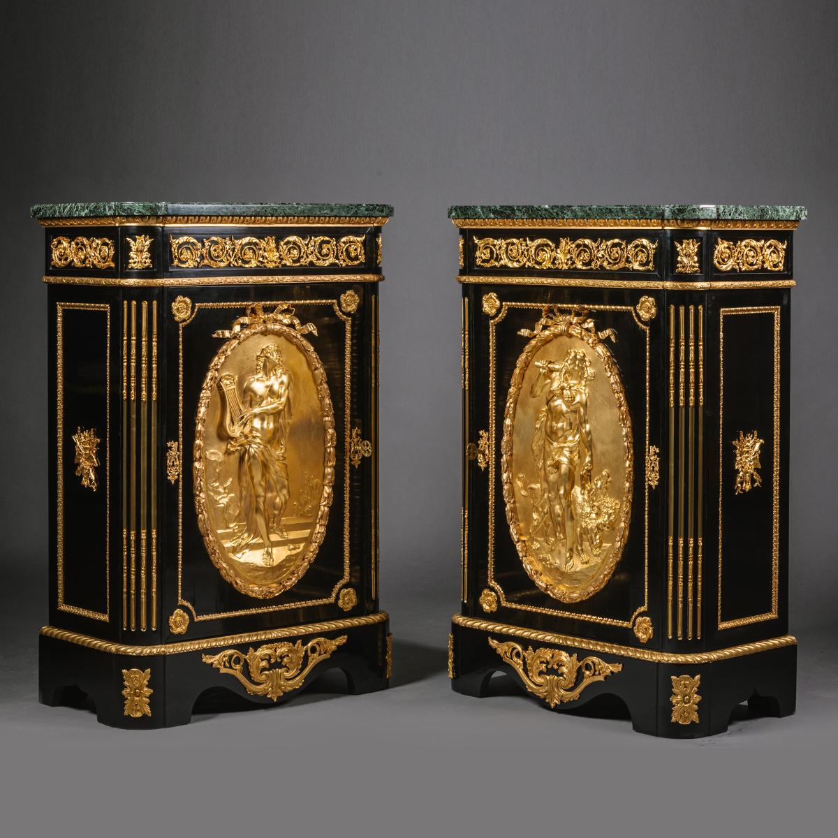 A Pair of French Gilt-Bronze Mounted Ebonised Meubles d'Appui 