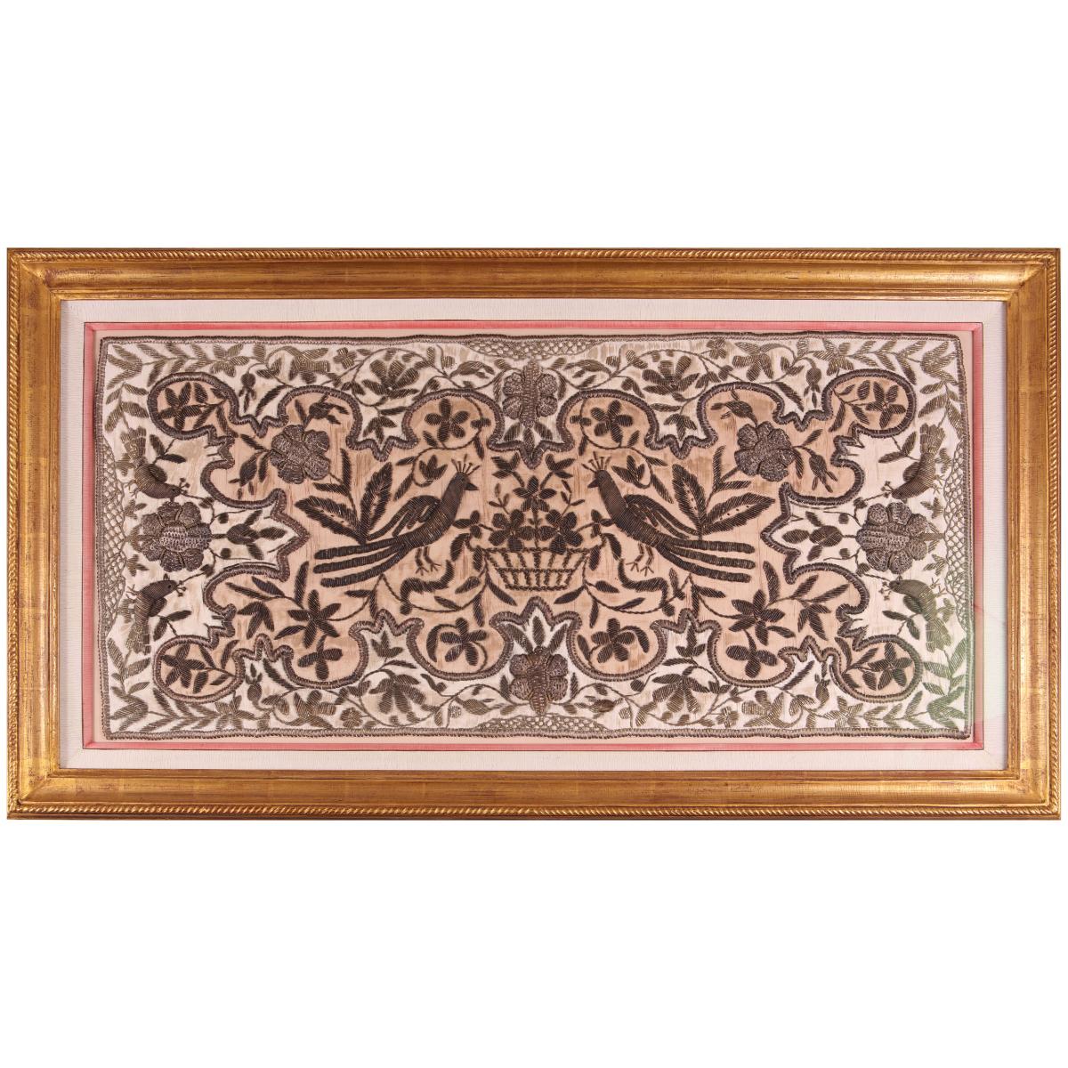 18th century metal-thread embroidery panel