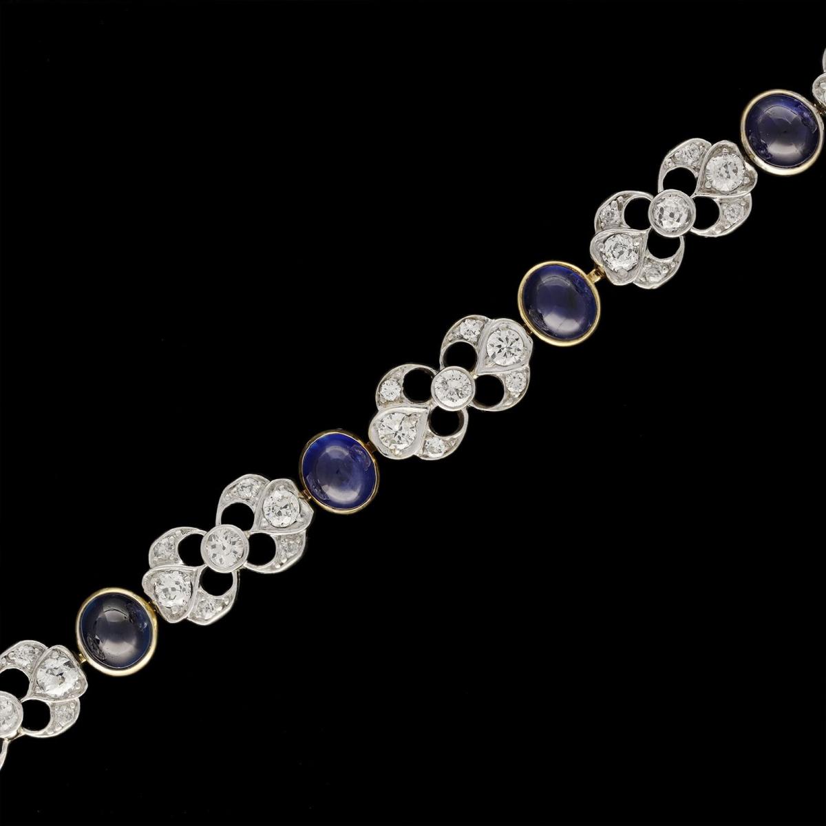 Cabochon Sapphire And Diamond Bracelet