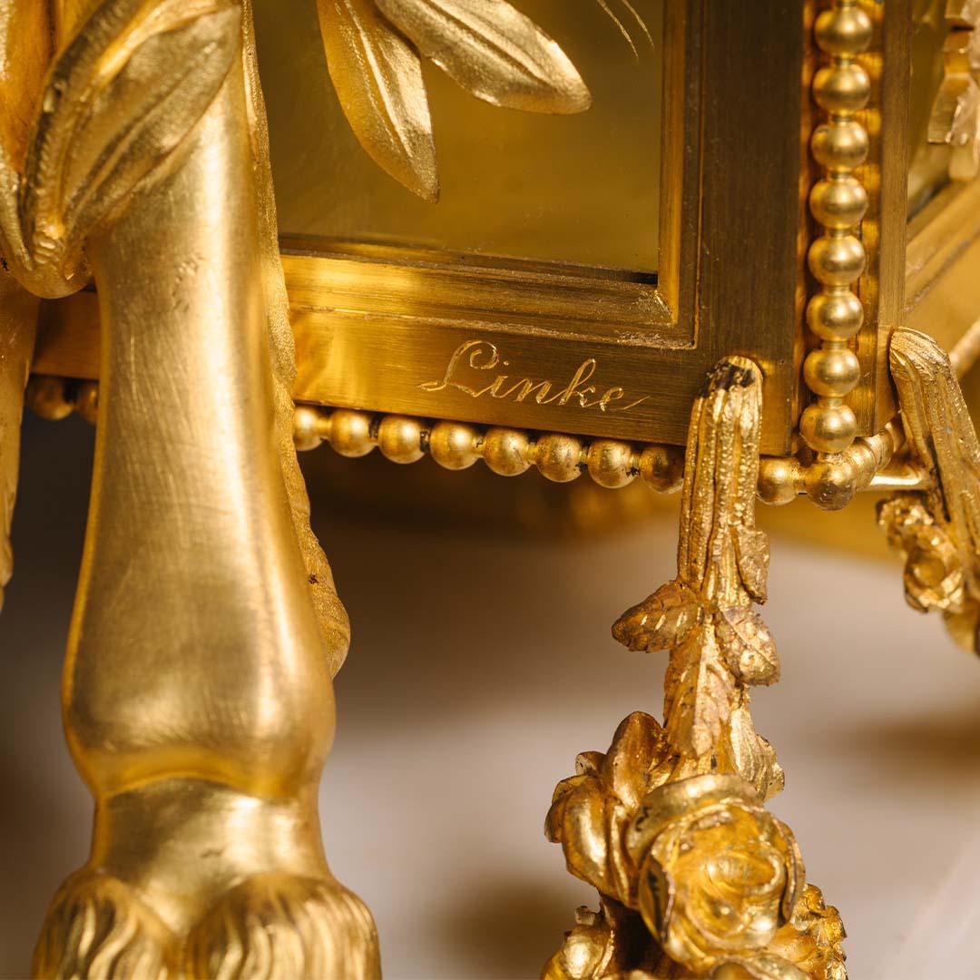Detail from A Louis XVI Style Gilt-Bronze and Glass Pendule A Cage