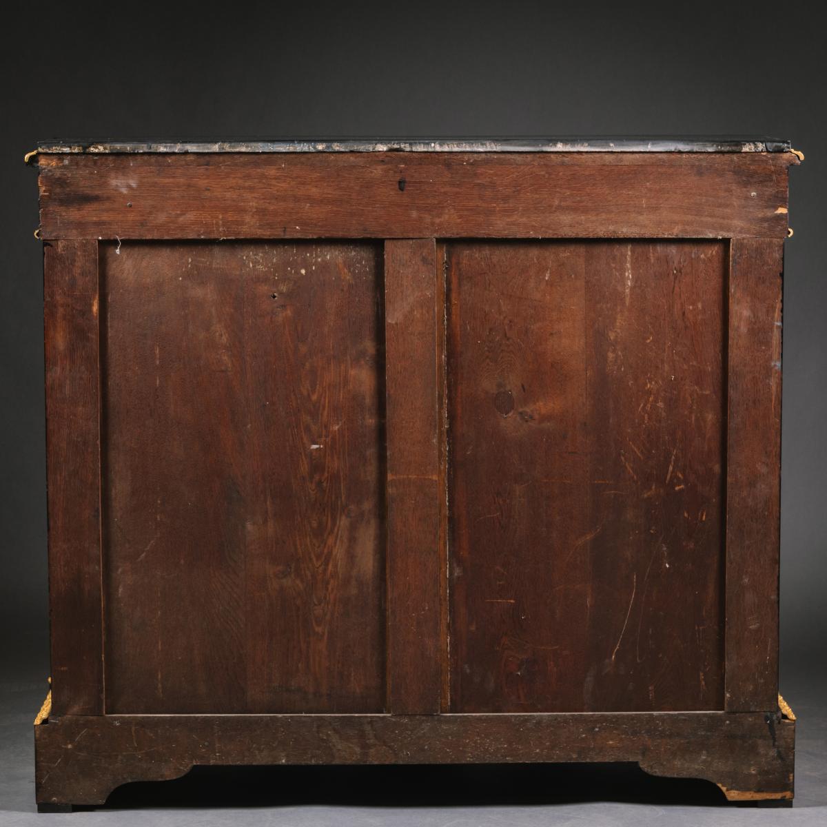 Back of A Napoleon III Gilt-Bronze and Hardstone Inset Ebonised Pier Cabinet