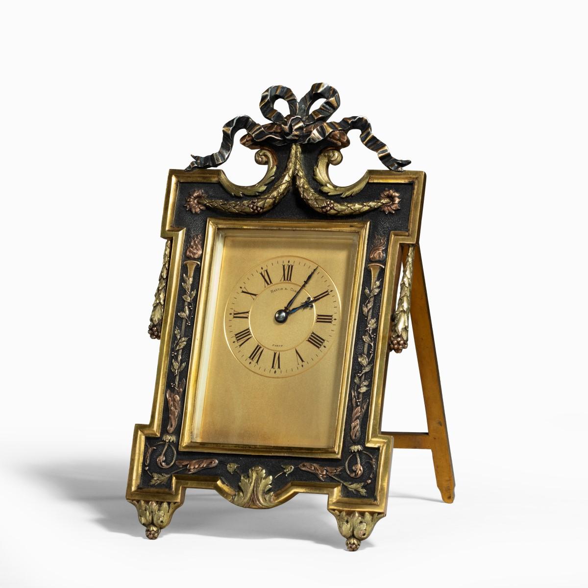 bronze easel clock by Martin Company