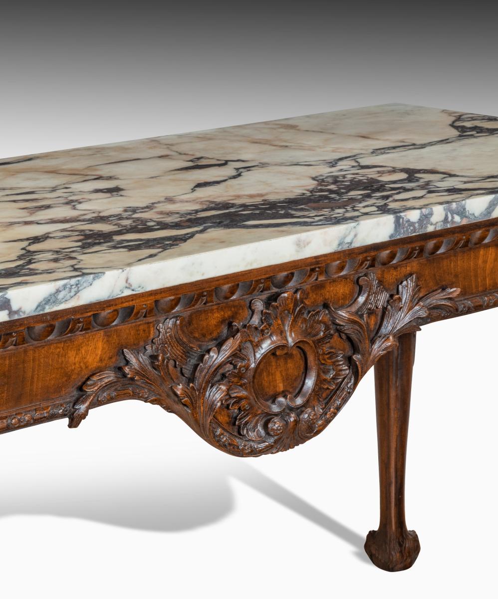 George II style carved mahogany console tables