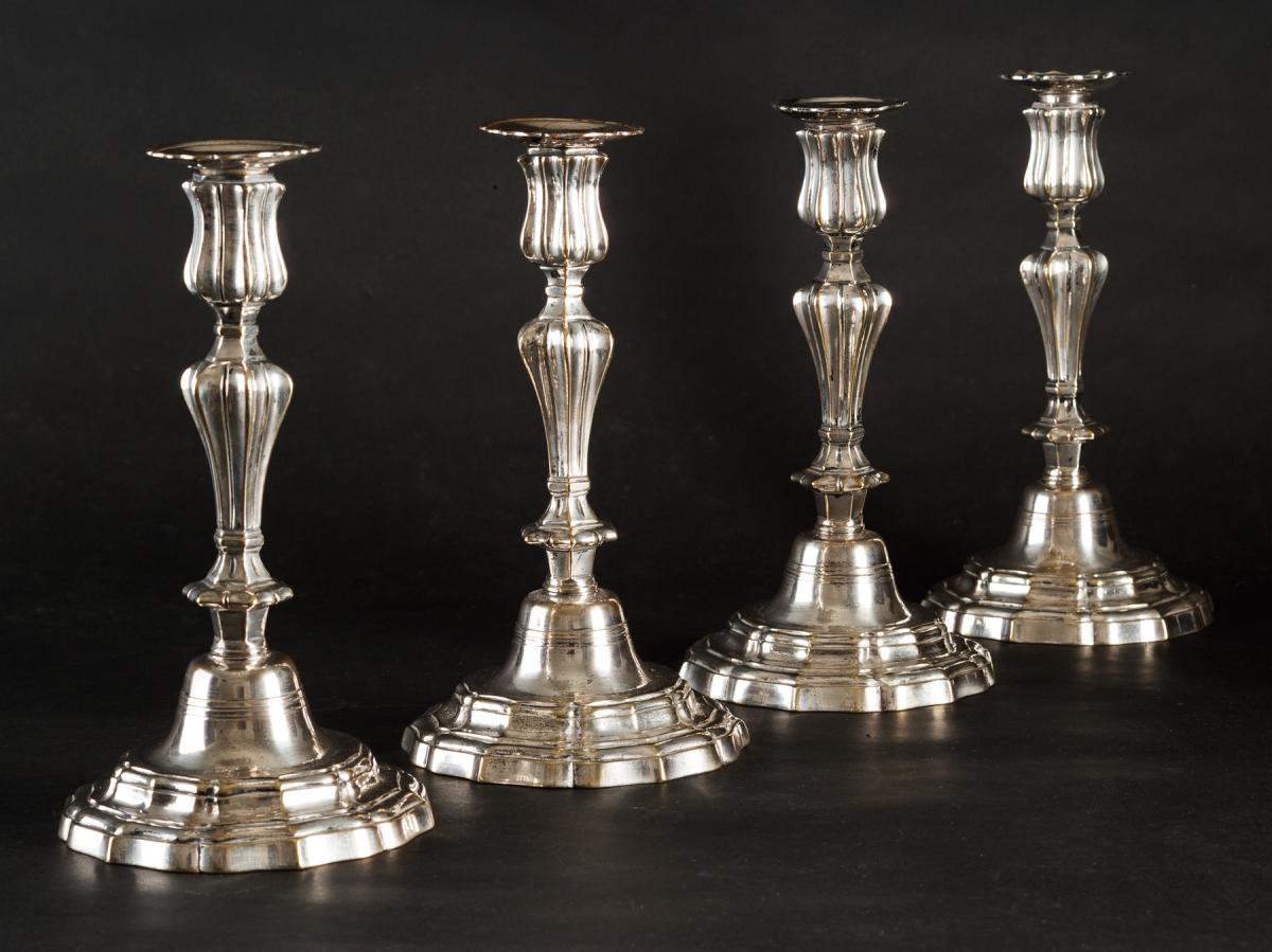 Louis XV French plate brass candlesticks