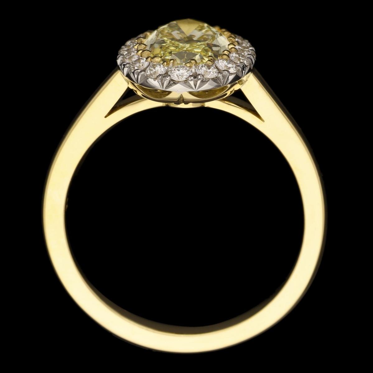 Yellow Oval Diamond Cluster Ring