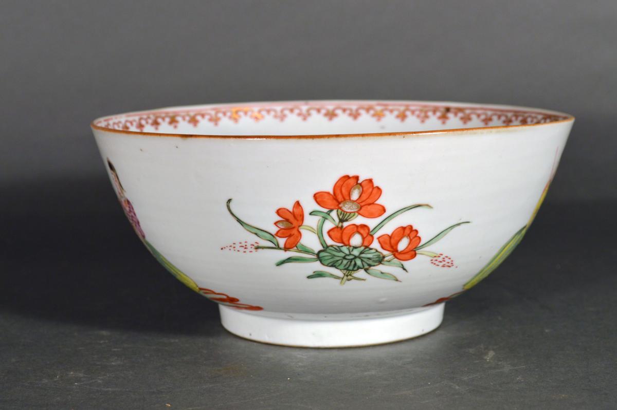 Chinese Export Porcelain European Decorated Sailor's Farewell and Return & An East India Company Ship Punch Bowl