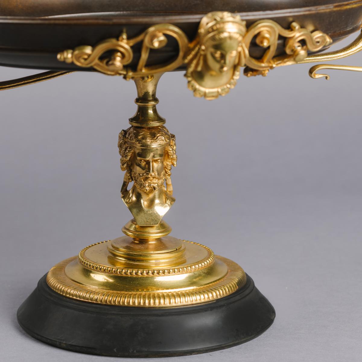 Neoclassical Revival Gilt and Patinated Bronze Tazza
