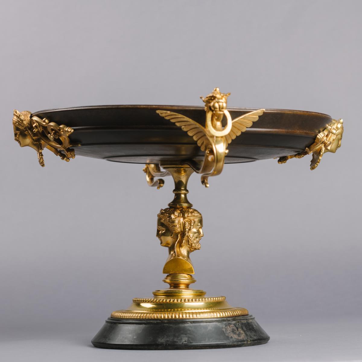Neoclassical Revival Gilt and Patinated Bronze Tazza