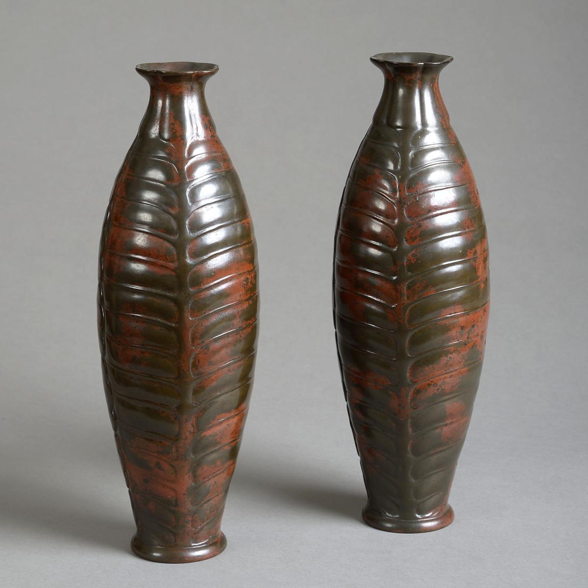 Pair of Japanese bronze Vases