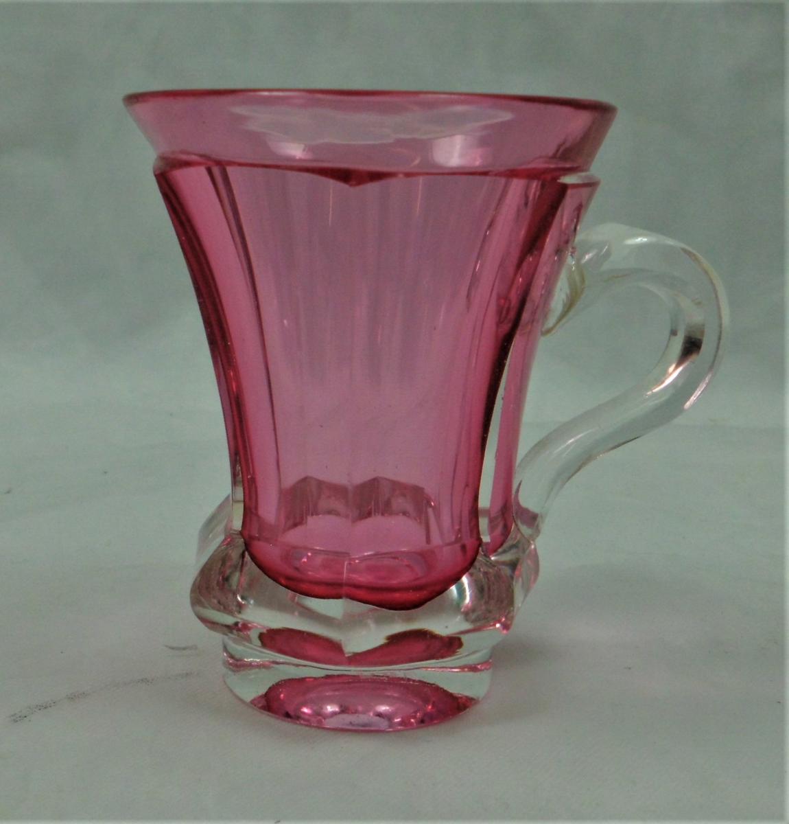 A clear over red  glass custard cup, Continental circa 1840
