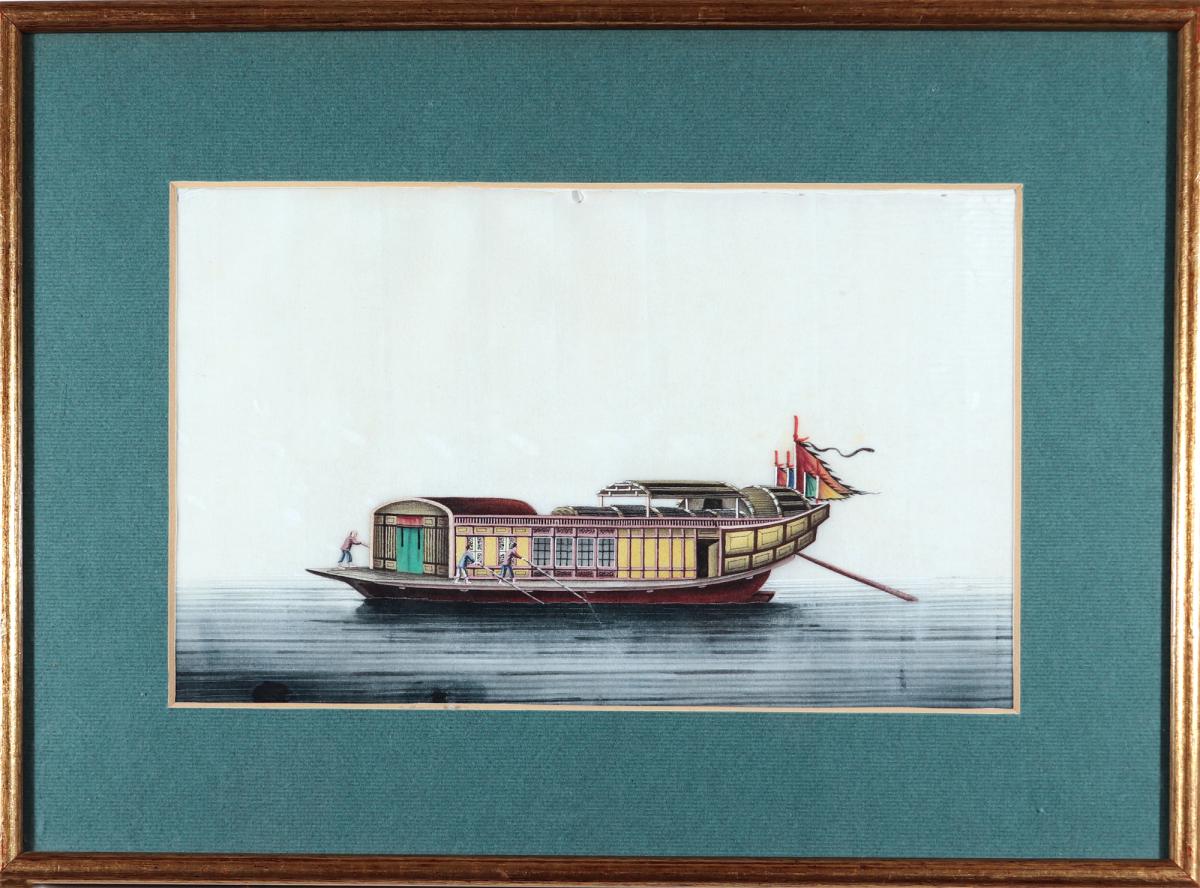 China Trade Watercolor Pictures of Junks and Sampans