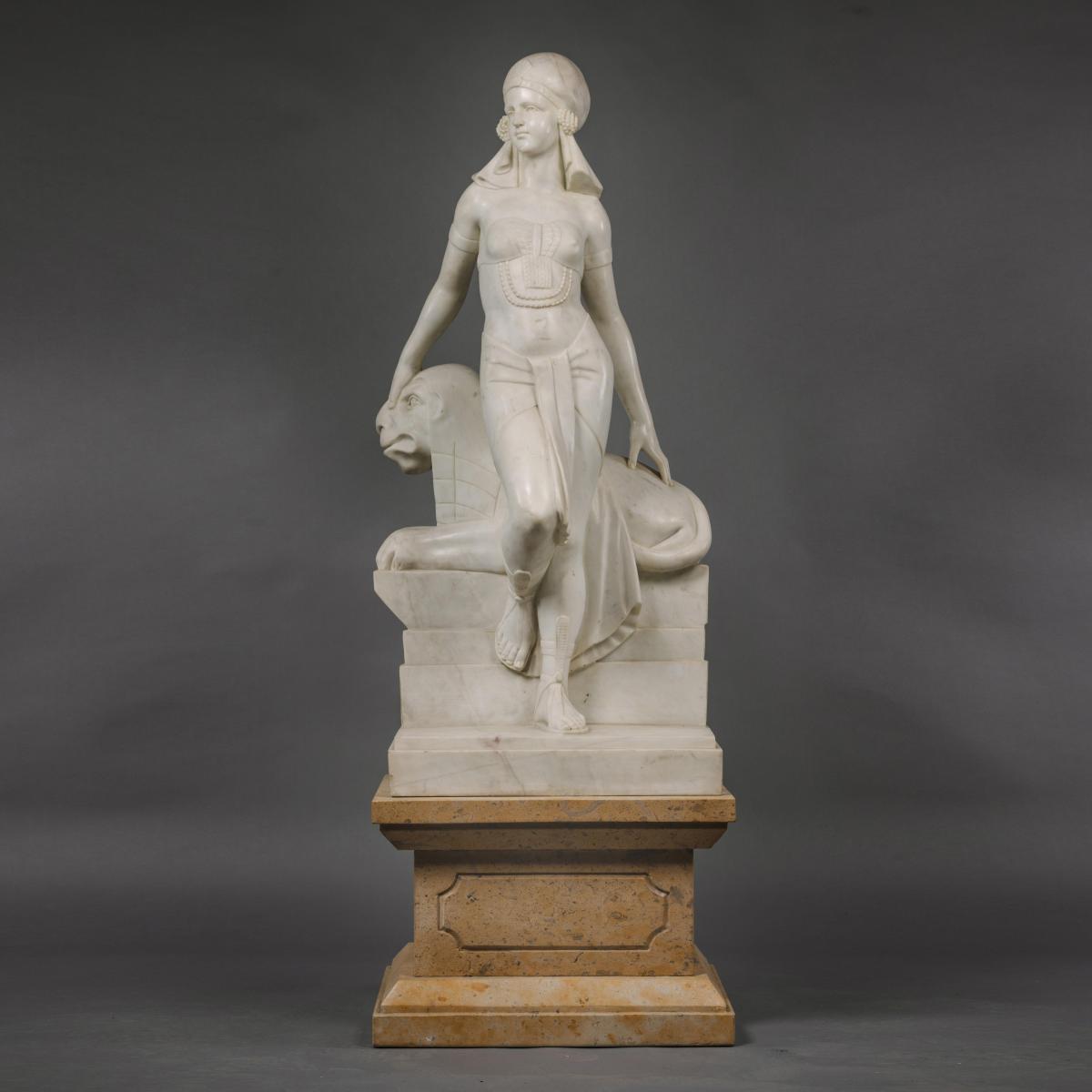 Art Deco Statuary Marble Figure of Cleopatra
