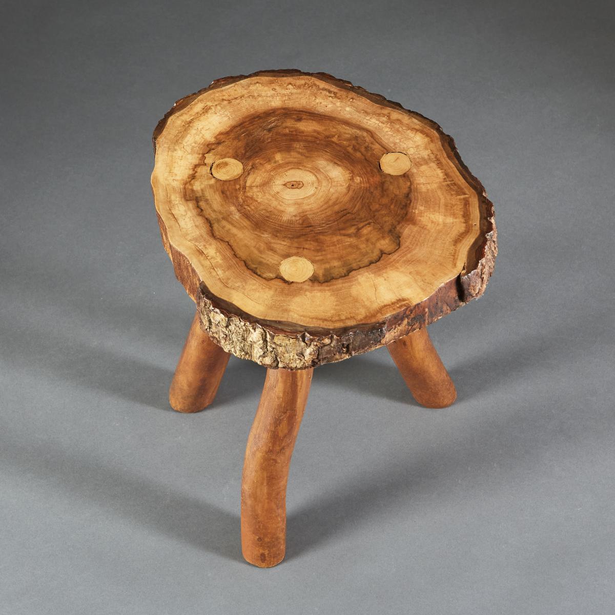 Walnut Root Wood Tripod Table