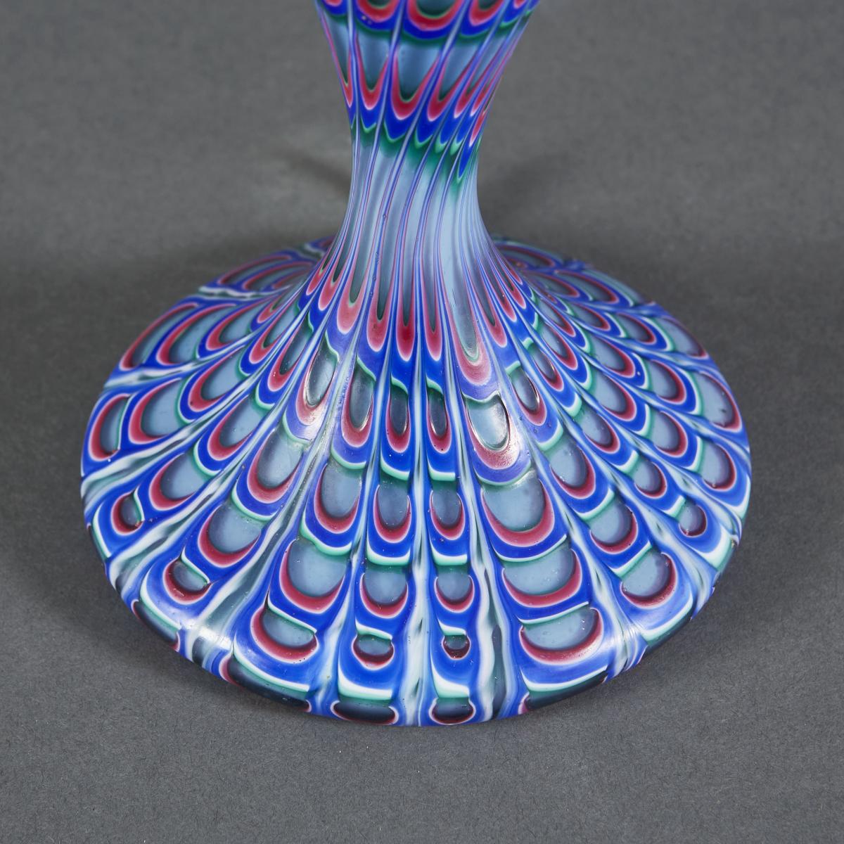 Peacock Glaze Murano Glass Lamp by Seguso