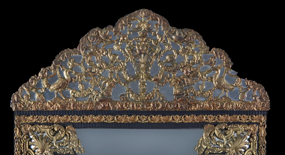19th Century Ebonised and Repousse Mirror