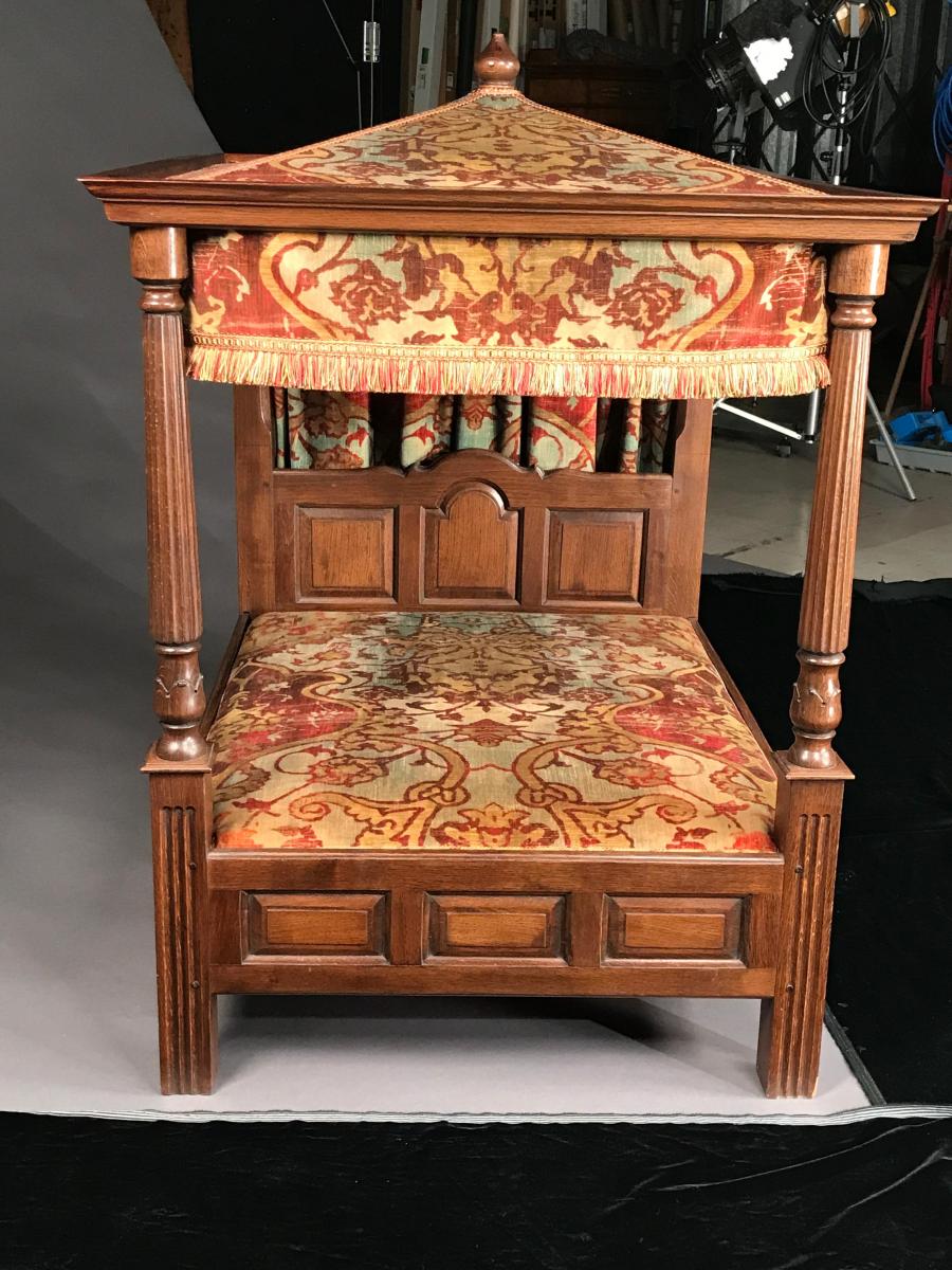 Diminutive Antiquarian Oak Jacobean Style Tester Bed