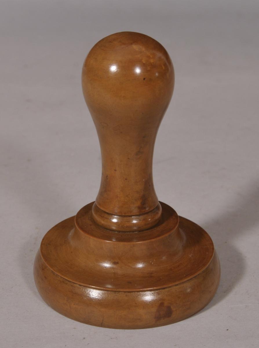 S/5001 Antique Treen Early 19th Century Boxwood Butter Stamp