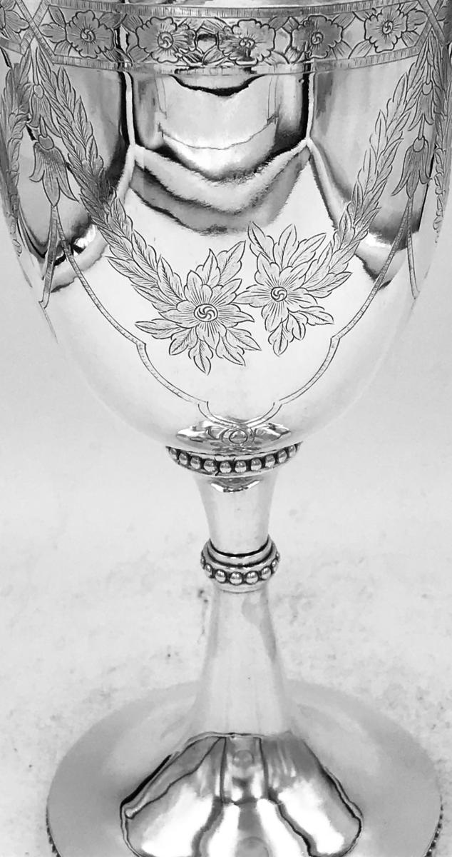 Antique Chinese Silver Goblet with Engraved Swags