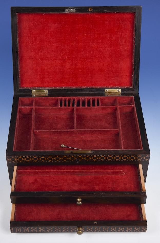 rosewood veneered jewellery box