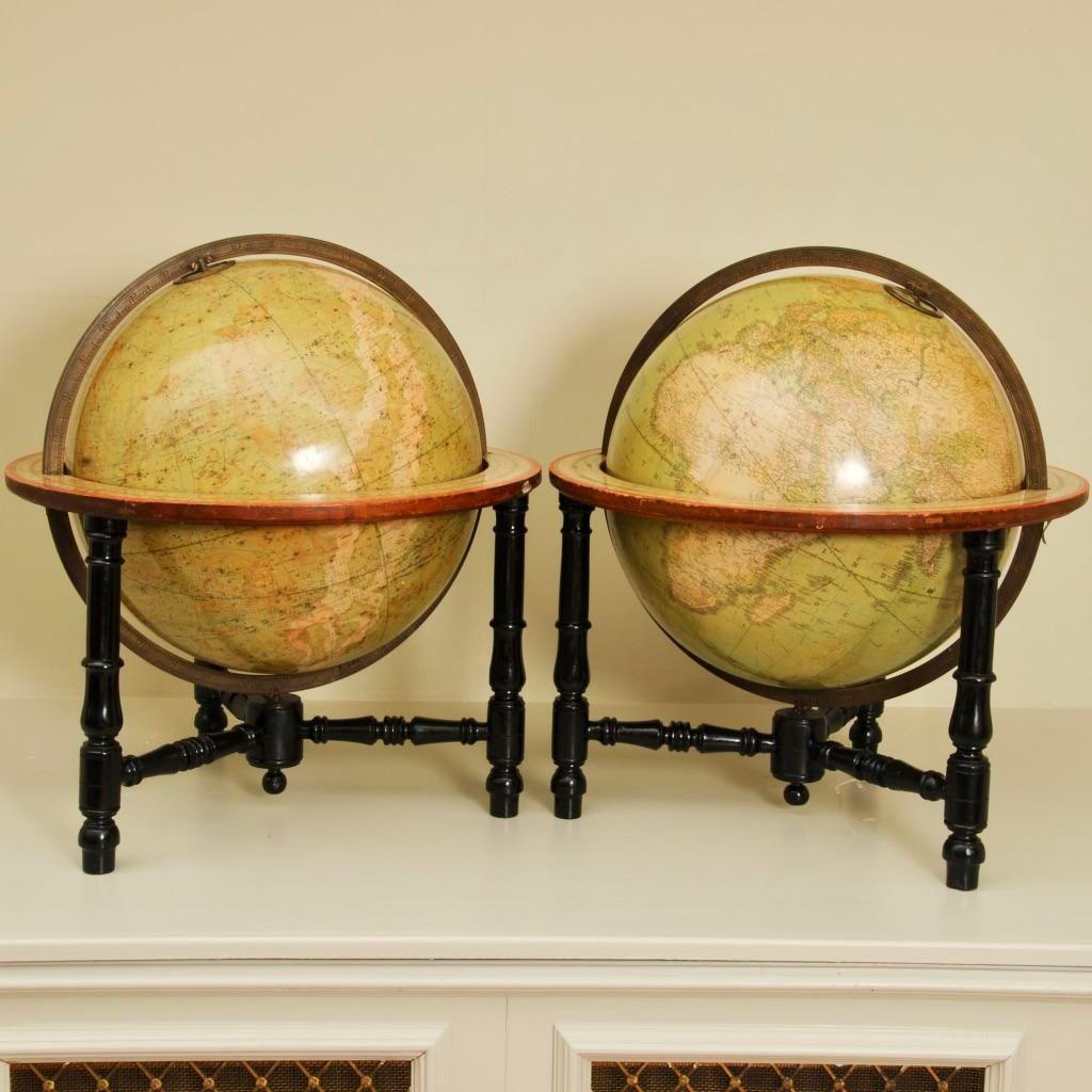 Rare and Large Pair of 18" Malby Globes in Fine Original Condition