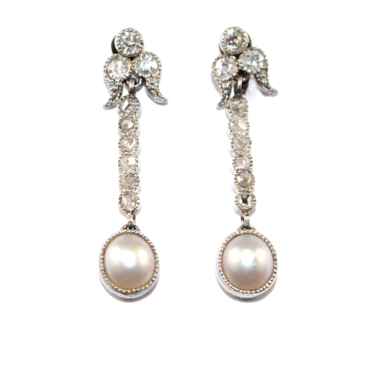 Carbon & Hyde Diamond Pearl Drop Earrings in 14K Yellow Gold