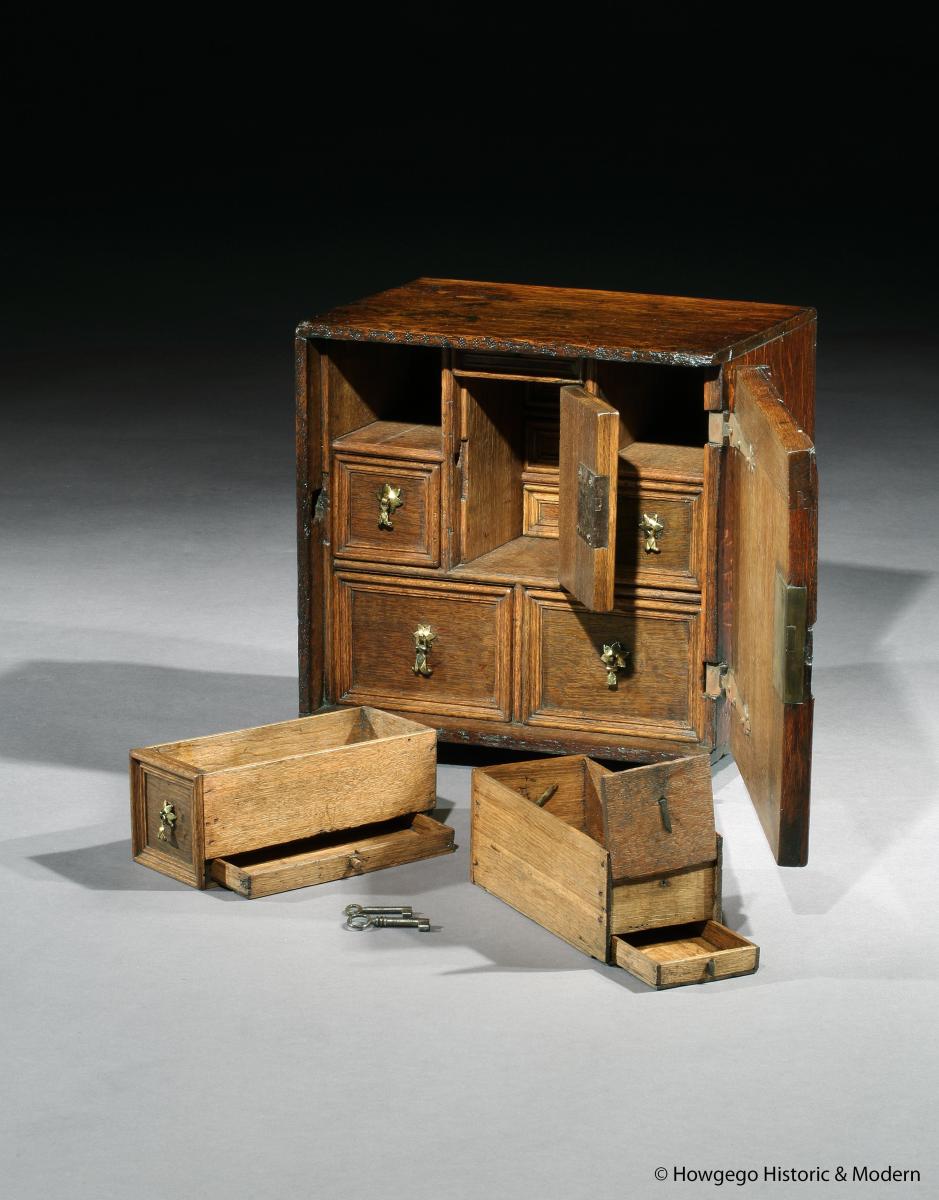 Mid-17th century oak and cedar spice cabinet