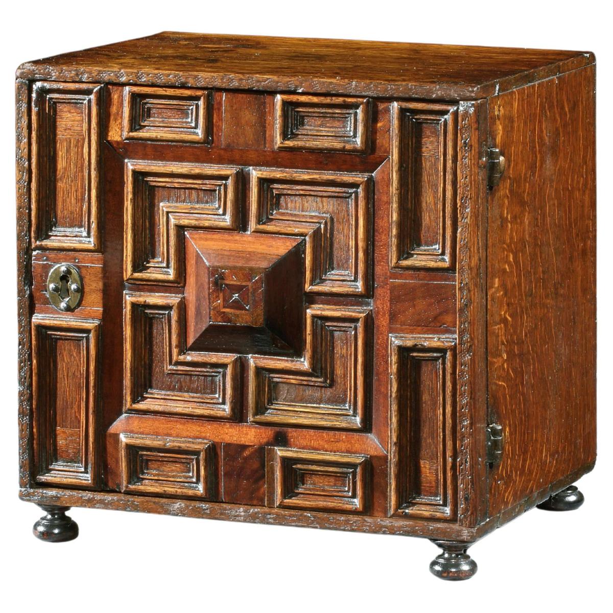 Mid-17th century oak and cedar spice cabinet
