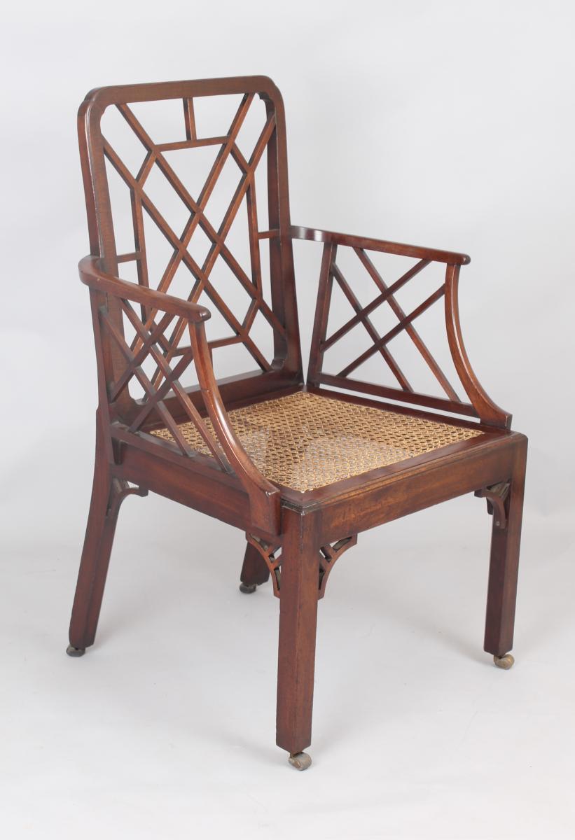 George III period mahogany Cockpen arm-chair