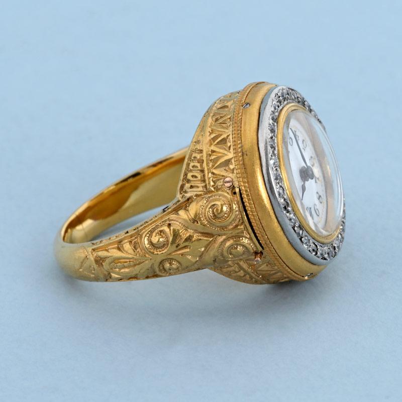 Diamond Set Gold Ring Watch