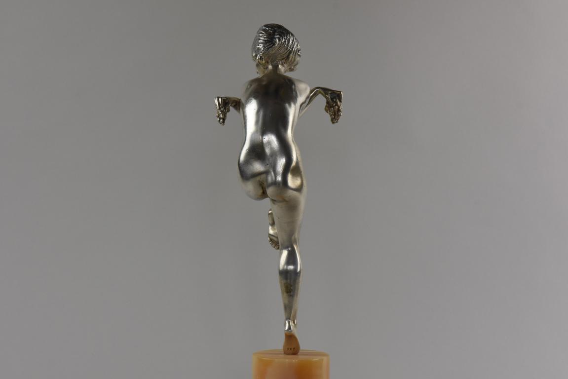 Art Deco silvered bronze figure of a Bacchante