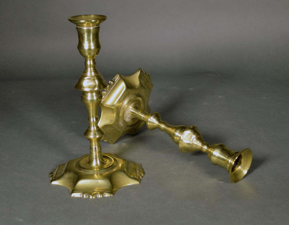 English Brass Petal-base Candlesticks