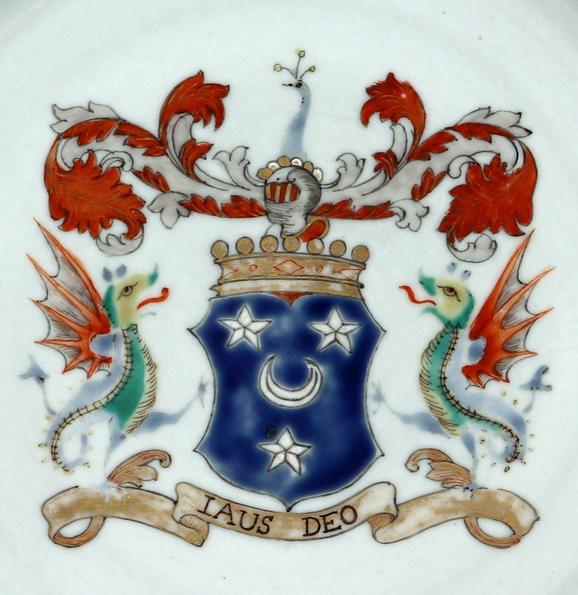 Chinese Export Armorial Porcelain Plate, Coat of Arms of Arbuthnott