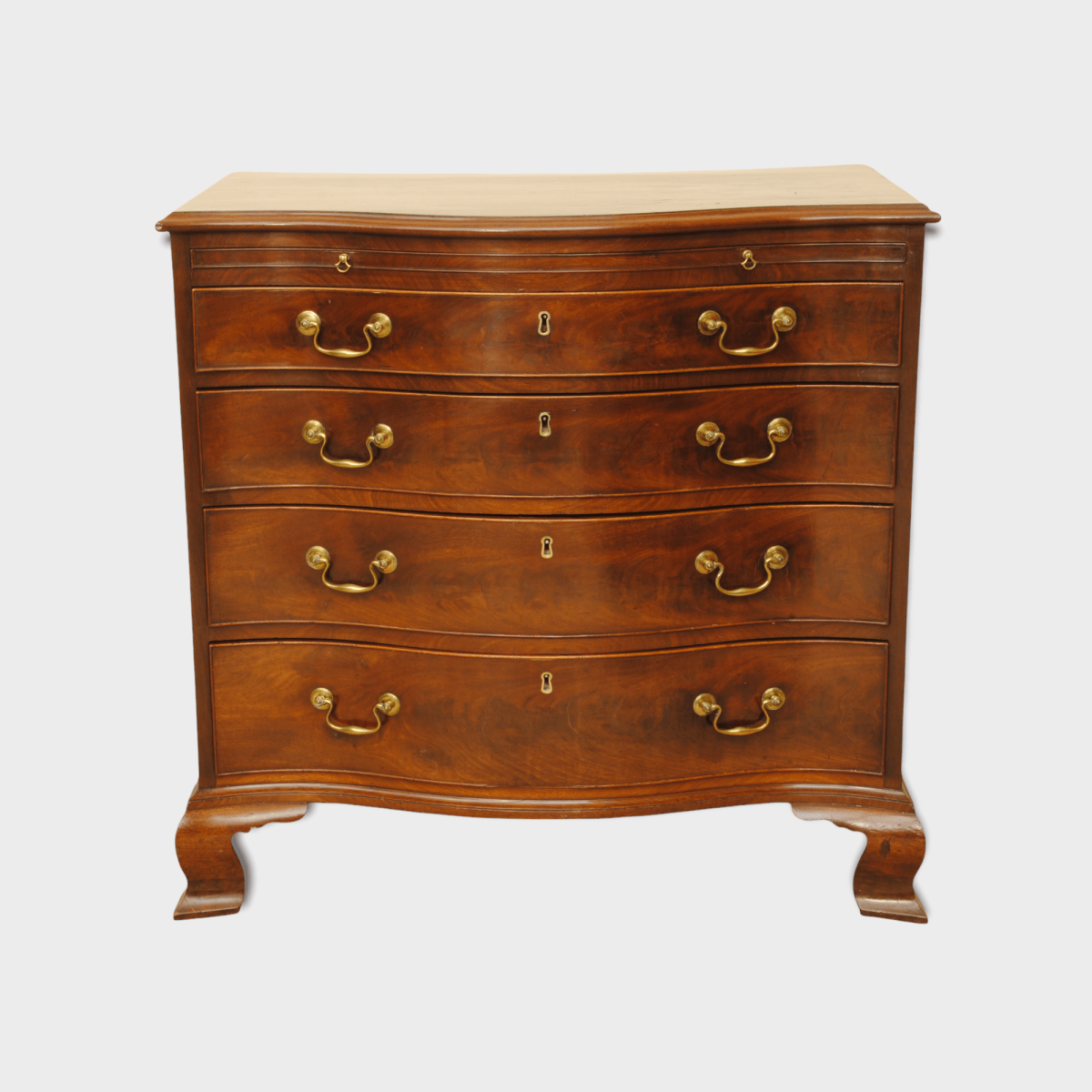 A Fine And Small 18th Century Serpentine Chest Of Drawers