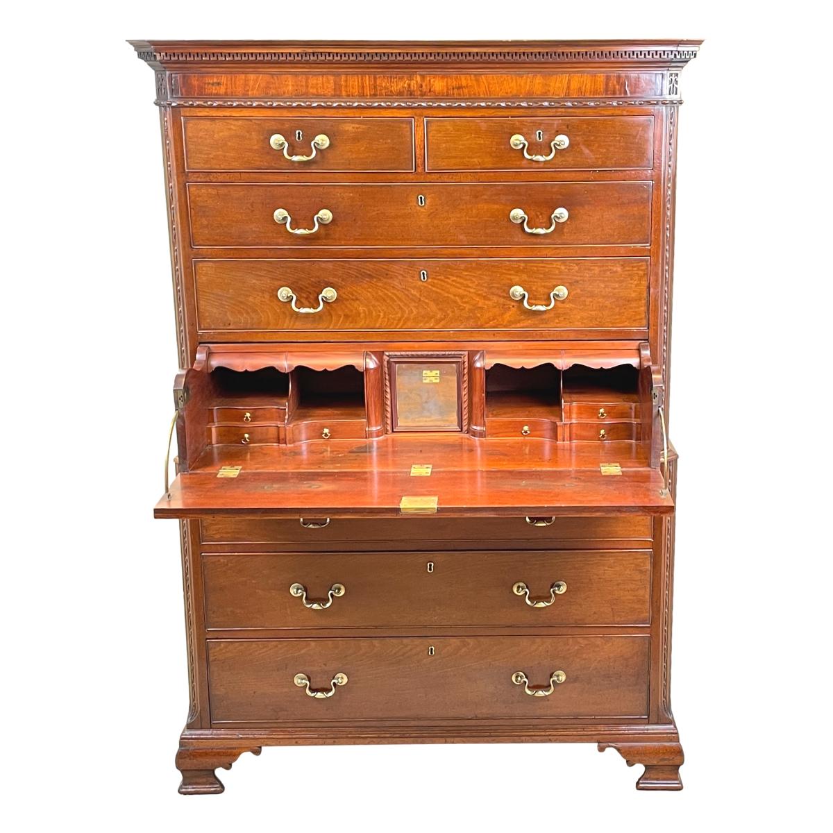 18th Century Chippendale Mahogany Tallboy / Chest On Chest