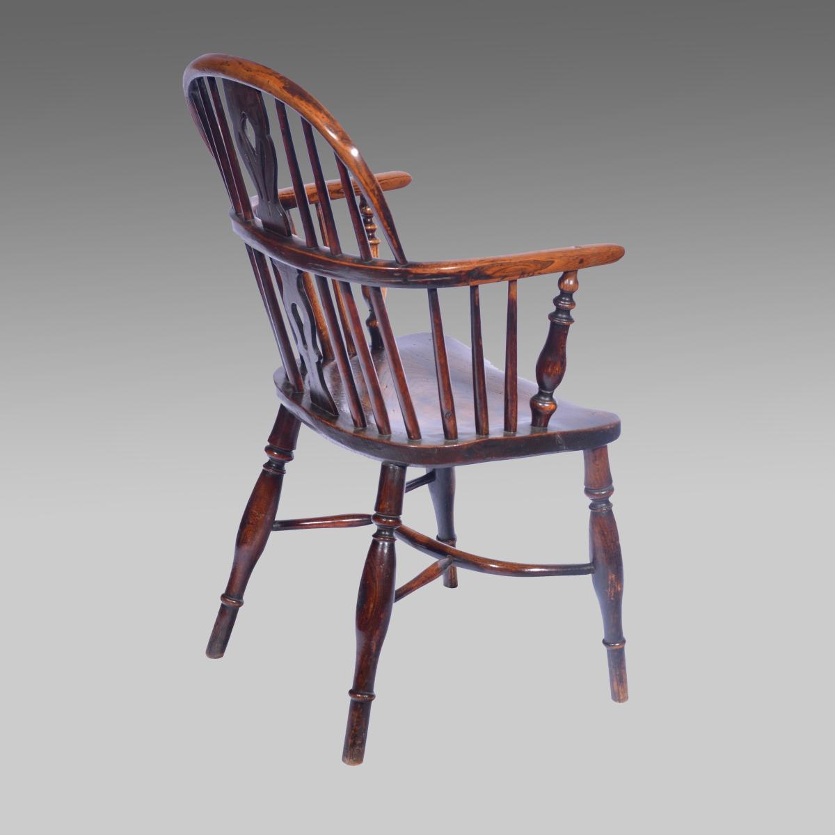 19th century ash & elm lowback Windsor armchair